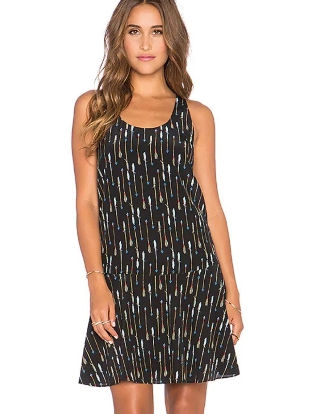 Joie Silk Arrow Tank Dress Sleeveless Revolve Black Size Large